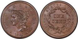1-CENT -  1840 1-CENT, LARGE DATE OVER-18 (AU) -  1840 UNITED STATES COINS