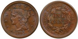 1-CENT -  1845 1-CENT (AU) -  1845 UNITED STATES COINS