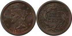 1-CENT -  1848 1-CENT (AU) -  1848 UNITED STATES COINS
