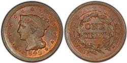 1-CENT -  1849 1-CENT (VG) -  1849 UNITED STATES COINS