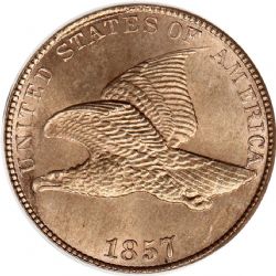 1-CENT -  1857 1-CENT - SMALL CENT, FLYING EAGLE -  1857 UNITED STATES COINS