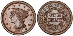 1-CENT -  1857 1-CENT, SMALL DATE (AG) -  1857 UNITED STATES COINS
