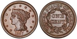 1-CENT -  1857 1-CENT, SMALL DATE (VF) -  1857 UNITED STATES COINS