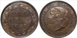 1-CENT -  1859 1-CENT - NARROW 9 (BRONZE) - DOUBLE PUNCH #1 (DP1) VARIETY -  1859 CANADIAN COINS