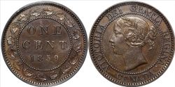 1-CENT -  1859 1-CENT - NARROW 9 (BRONZE) - DOUBLE PUNCH #5 (DP5) VARIETY -  1859 CANADIAN COINS