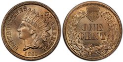 1-CENT -  1860 1-CENT, ROUNDED BUST (MS-60) -  PIÈCES DES ÉTATS-UNIS 1860