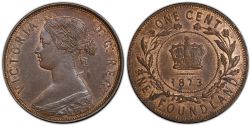 1-CENT -  1873 1-CENT (F) -  1873 NEWFOUNFLAND COINS