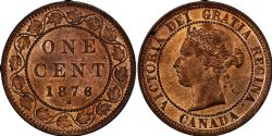 1-CENT -  1876 H 1-CENT - REPUNCHED T & A -  1876 CANADIAN COINS