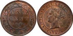 1-CENT -  1882 H 1-CENT - OBVERSE 2/1 -  1882 CANADIAN COINS