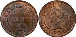 1-CENT -  1882 H 1-CENT - OBVERSE 2/1 - DOUBLED DIE VARIETY -  1882 CANADIAN COINS