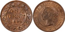 1-CENT -  1890 H 1-CENT -  1890 CANADIAN COINS