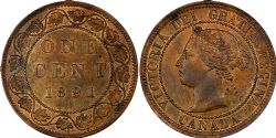 1-CENT -  1891 1-CENT - OBVERSE 2 - LARGE LEAVES, LARGE DATE -  1891 CANADIAN COINS