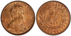 1-CENT -  1907 1-CENT -  1907 NEWFOUNFLAND COINS