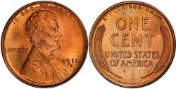 1-CENT -  1911-S 1-CENT -  1911 UNITED STATES COINS