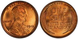 1-CENT -  1913 1-CENT (F) -  1913 UNITED STATES COINS