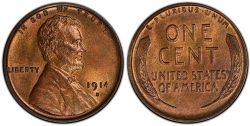 1-CENT -  1914-D 1-CENT -  1914 UNITED STATES COINS