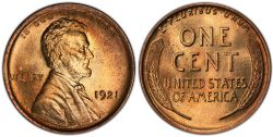 1-CENT -  1921 1-CENT -  1921 UNITED STATES COINS