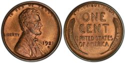 1-CENT -  1921-S 1-CENT -  1921 UNITED STATES COINS