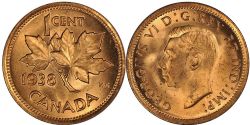 1-CENT -  1938 1-CENT -  1938 CANADIAN COINS