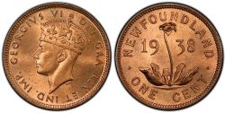 1-CENT -  1938 1-CENT -  1938 NEWFOUNFLAND COINS