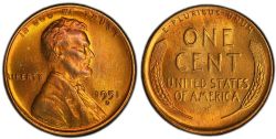 1-CENT -  1951-D 1-CENT (CIRCULATED) -  1951 UNITED STATES COINS