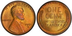 1-CENT -  1951-S 1-CENT -  1951 UNITED STATES COINS