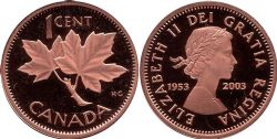 1-CENT -  1953-2003 1-CENT (PR) -  PIÈCES DU CANADA 2003