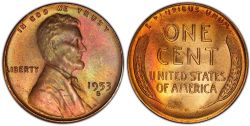 1-CENT -  1953-S 1-CENT -  1953 UNITED STATES COINS