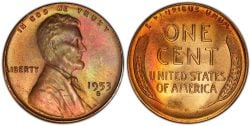 1-CENT -  1953-S 1-CENT (CIRCULATED) -  1953 UNITED STATES COINS