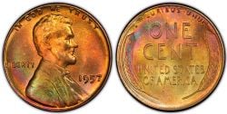 1-CENT -  1957 1-CENT (BU) -  1957 UNITED STATES COINS