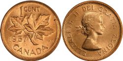 1-CENT -  1957 1-CENT (MS-64) -  1957 CANADIAN COINS
