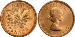 1-CENT -  1958 1-CENT - HANGING 8 -  1958 CANADIAN COINS