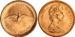 1-CENT -  1967 1-CENT DOUBLED DIE LEGEND & DEFICIENT PLATING (MS-63) -  1967 CANADIAN COINS