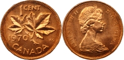 1-CENT -  1970 1-CENT - BRILLIANT UNCIRCULATED (BU) -  1970 CANADIAN COINS