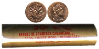 1-CENT -  1970 1-CENT ORIGINAL ROLL -  1970 CANADIAN COINS