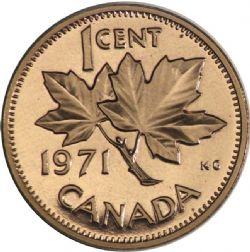 1-CENT -  1971 1-CENT (PL-66) -  1971 CANADIAN COINS