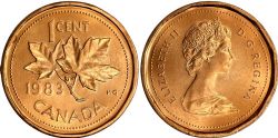 1-CENT -  1983 1-CENT FAR BEADS -  1983 CANADIAN COINS