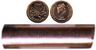 1-CENT -  1985 1-CENT ORIGINAL ROLL -  1985 CANADIAN COINS