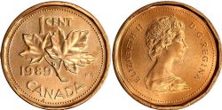 1-CENT -  1989 1-CENT (MS-65) -  1989 CANADIAN COINS