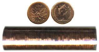 1-CENT -  1989 1-CENT ORIGINAL ROLL -  1989 CANADIAN COINS