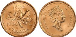 1-CENT -  1990 1-CENT (CIRCULATED) -  1990 CANADIAN COINS
