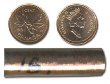 1-CENT -  1991 1-CENT ORIGINAL ROLL -  1991 CANADIAN COINS
