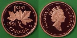 1-CENT -  1991 1-CENT (PR) -  PIÈCES DU CANADA 1991