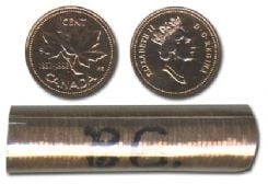 1-CENT -  1992 1-CENT ORIGINAL ROLL -  1992 CANADIAN COINS