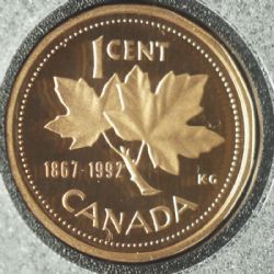 1-CENT -  1992 1-CENT (PR) -  PIÈCES DU CANADA 1992