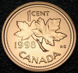 1-CENT -  1998 W 1-CENT - PROOF-LIKE (PL) -  1998 CANADIAN COINS