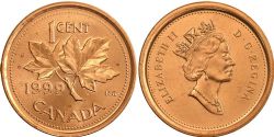1-CENT -  1999 NON-MAGNETIC 1-CENT -  1999 CANADIAN COINS