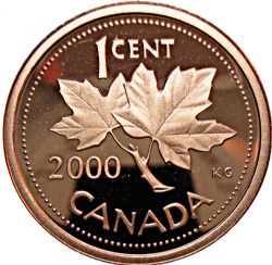 1-CENT -  2000 NON-MAGNETIC 1-CENT (PR) -  2000 CANADIAN COINS