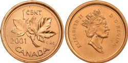 1-CENT -  2001 1-CENT NON-MAGNETIC (BU) -  2001 CANADIAN COINS