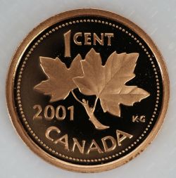 1-CENT -  2001 1-CENT NON-MAGNETIC (PR) -  2001 CANADIAN COINS